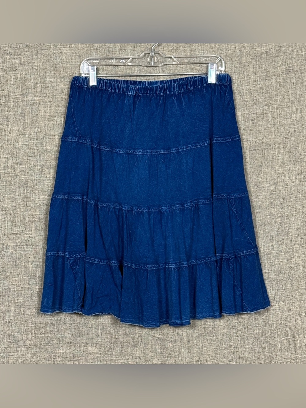 Studio West Indigo Bias-Cut Tiered A-Line Mini Skirt